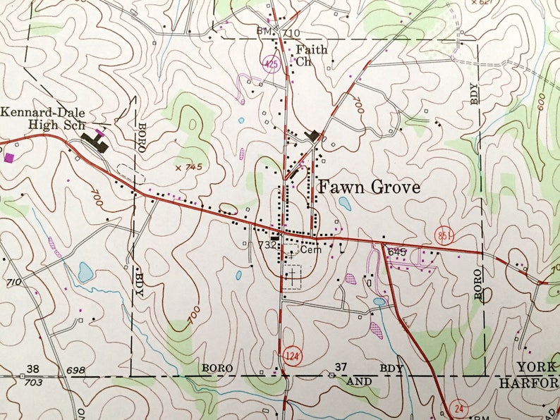 Antique Fawn Grove Pennsylvania 1956 US Geological Survey Etsy