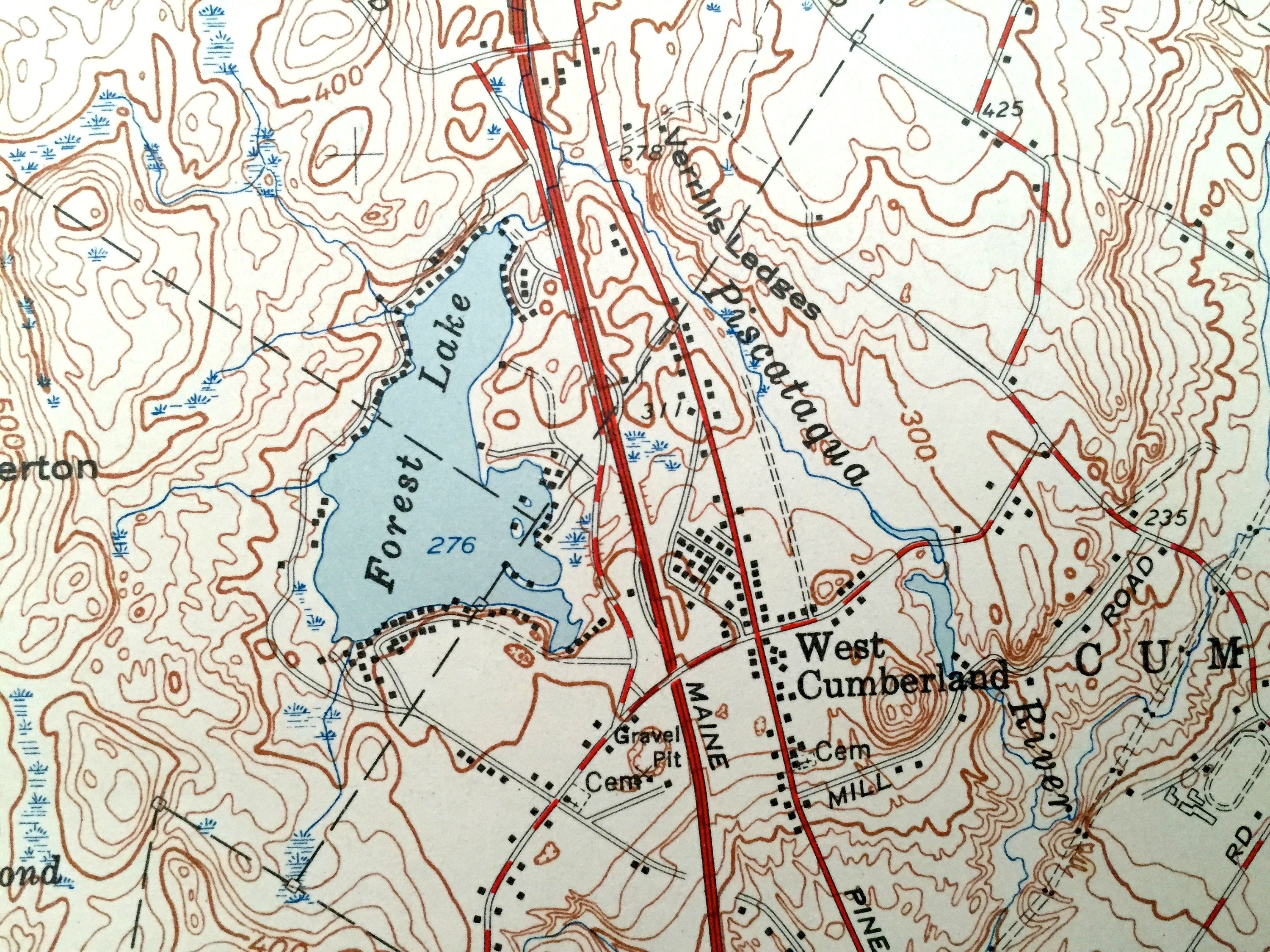 Antique Sebago Lake, Maine 1957 US Geological Survey Topographic Map ...