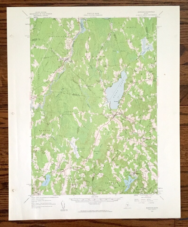 Antique Burnham, Maine 1957 US Geological Survey Topographic Map ...