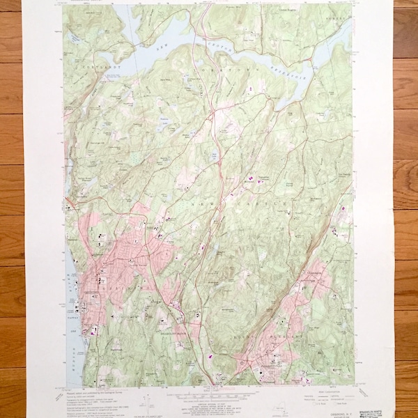 Antique Ossining, New York 1967 US Geological Survey Topographic Map – Westchester County, Cortlandt, Yorktown, New Castle, Ossining, NY