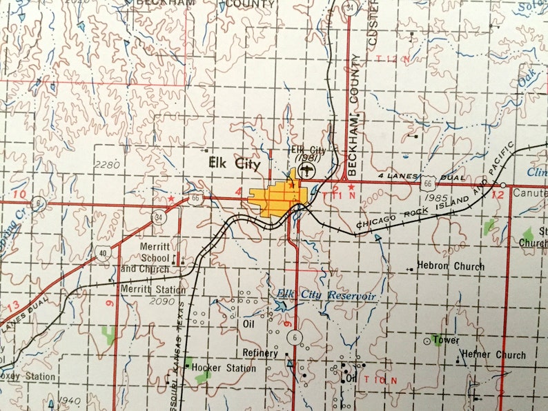 Antique Clinton Geary Cordell Hobart Watonga Carnegie Oklahoma 1955 US