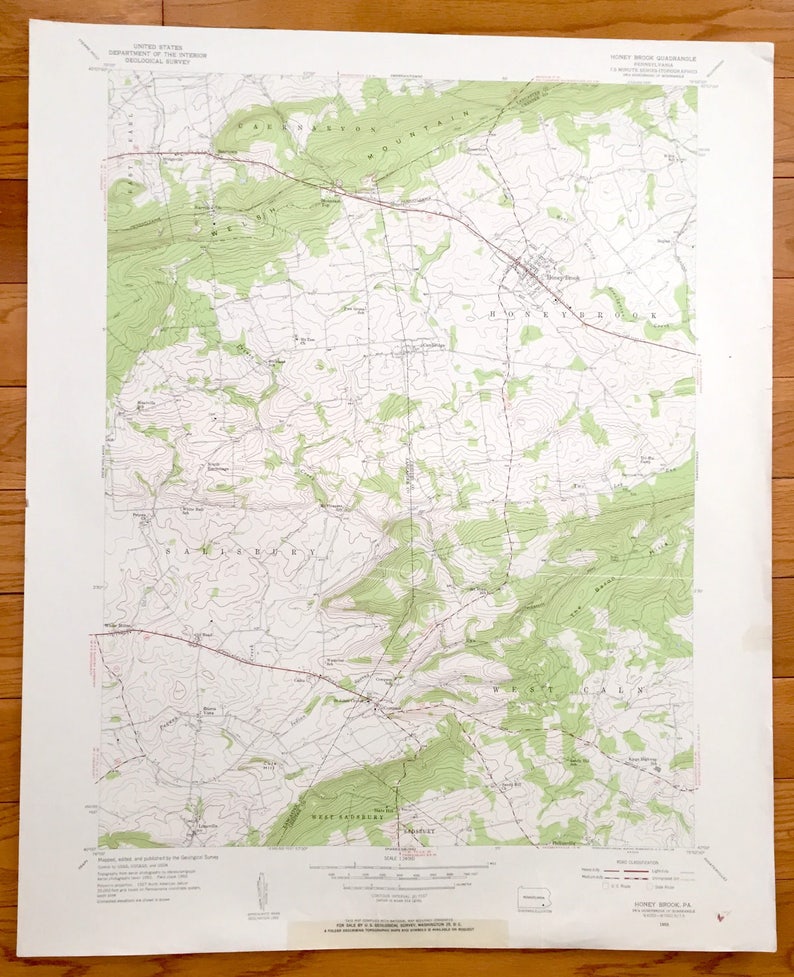 Antique Honey Brook Pennsylvania 1955 US Geological Survey Etsy