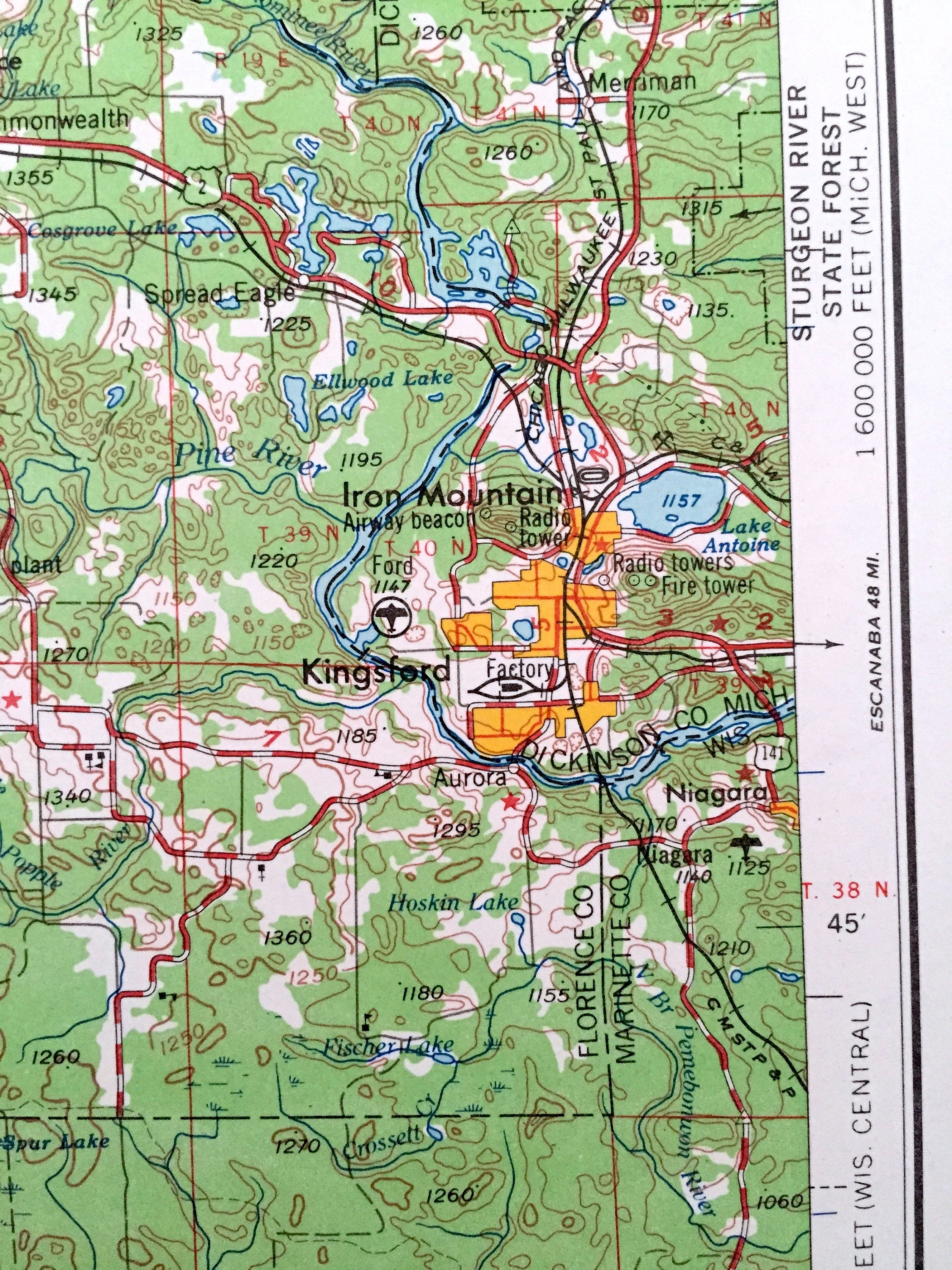 Antique Iron Mountain Michigan 1954 US Geological Survey  Etsy