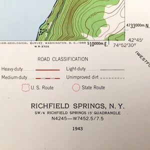 Antique Richfield Springs, New York 1943 US Geological Survey ...
