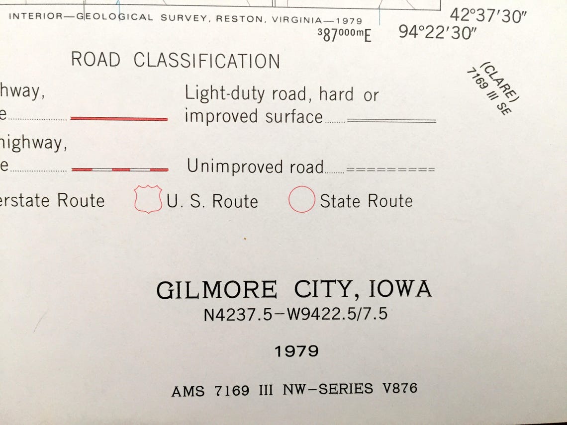Antique Gilmore City Iowa 1979 US Geological Survey Etsy