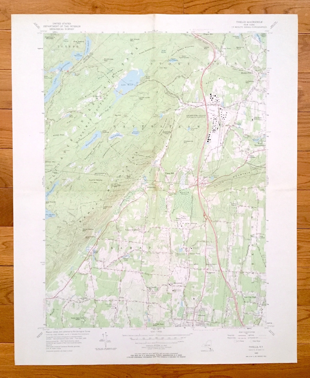 Antique Thiells, New York 1955 US Geological Survey Toographic Map