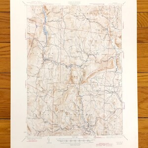 Carte topographique antique de Ludlow, Vermont, 1932 US Geological Survey - Plymouth, Reading, Cavendish, Chester, Andover, Okemo Mountain Resort VT