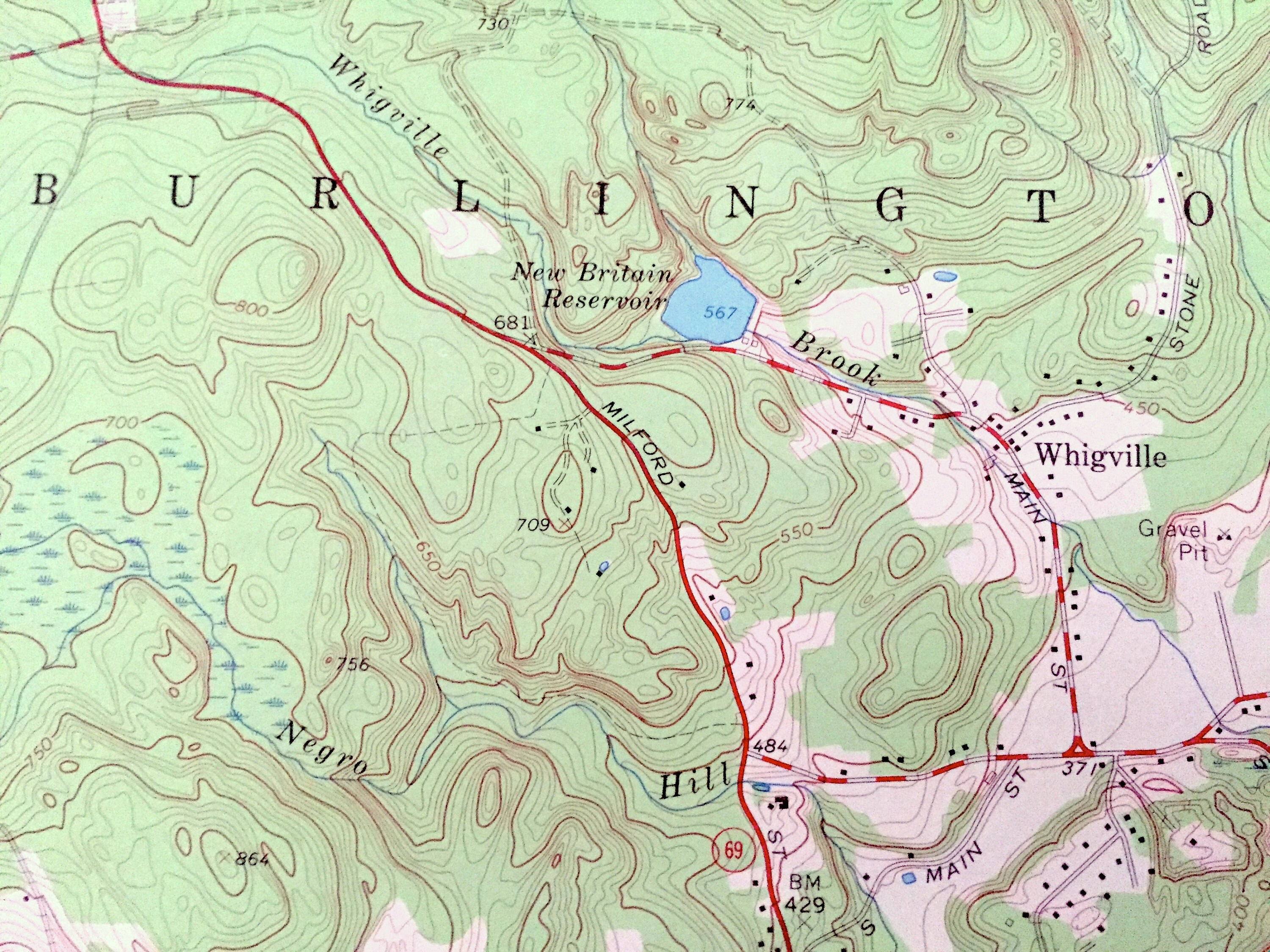Antique Bristol, Connecticut 1966 US Geological Survey Topographic Map