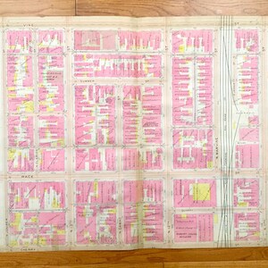 Antieke Chinatown, Philadelphia, Pennsylvania 1908 Elvino V Smith Atlas Map - Center City, Convention Center, Race, Vine, Stadhuis PA PHL