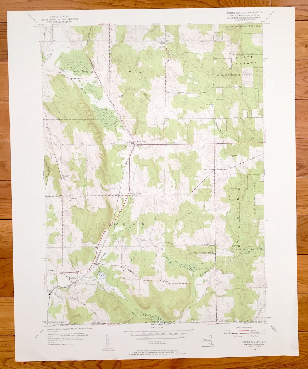 Antique North Clymer New York 1954 US Geological Survey Etsy