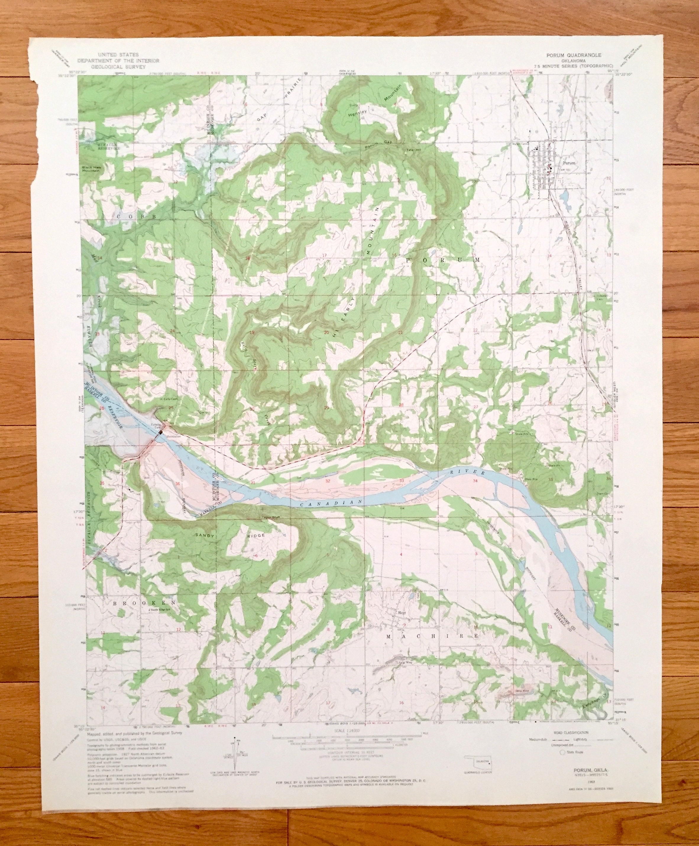 Antique Porum Oklahoma 1963 US Geological Survey Topographic Etsy