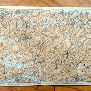 Antique 1925 Friedrichroda, Germany Map from Baedekers Guide Atlas – Hausen, Walters, Schmalkalden, Barchfeld, Salzungen, Eisenach, Ruhla