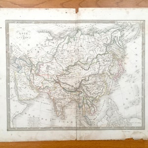 Antieke 1838 Asia kaart van Atlas Classique Ancienne door CV Monin – Turkije, Midden-Oosten, China, Japan, India, Tibet, Rusland, Korea, Pakistan