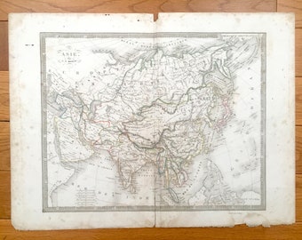 Antique 1838 Asia Map from Atlas Classique Ancienne by CV Monin – Turkey, Middle East, China, Japan, India, Tibet, Russia, Korea, Pakistan