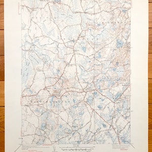 Antique Plympton, Massachusetts 1941 US Geological Survey Topographic Map – Halifax, Kingston, Middleborough, Carver, Wenham, Plymouth County