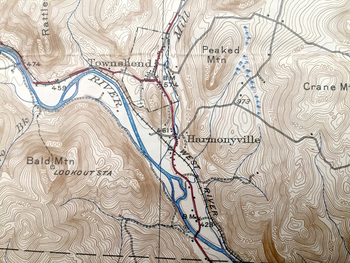 Antique Saxtons River Vermont 1933 US Geological Survey Etsy