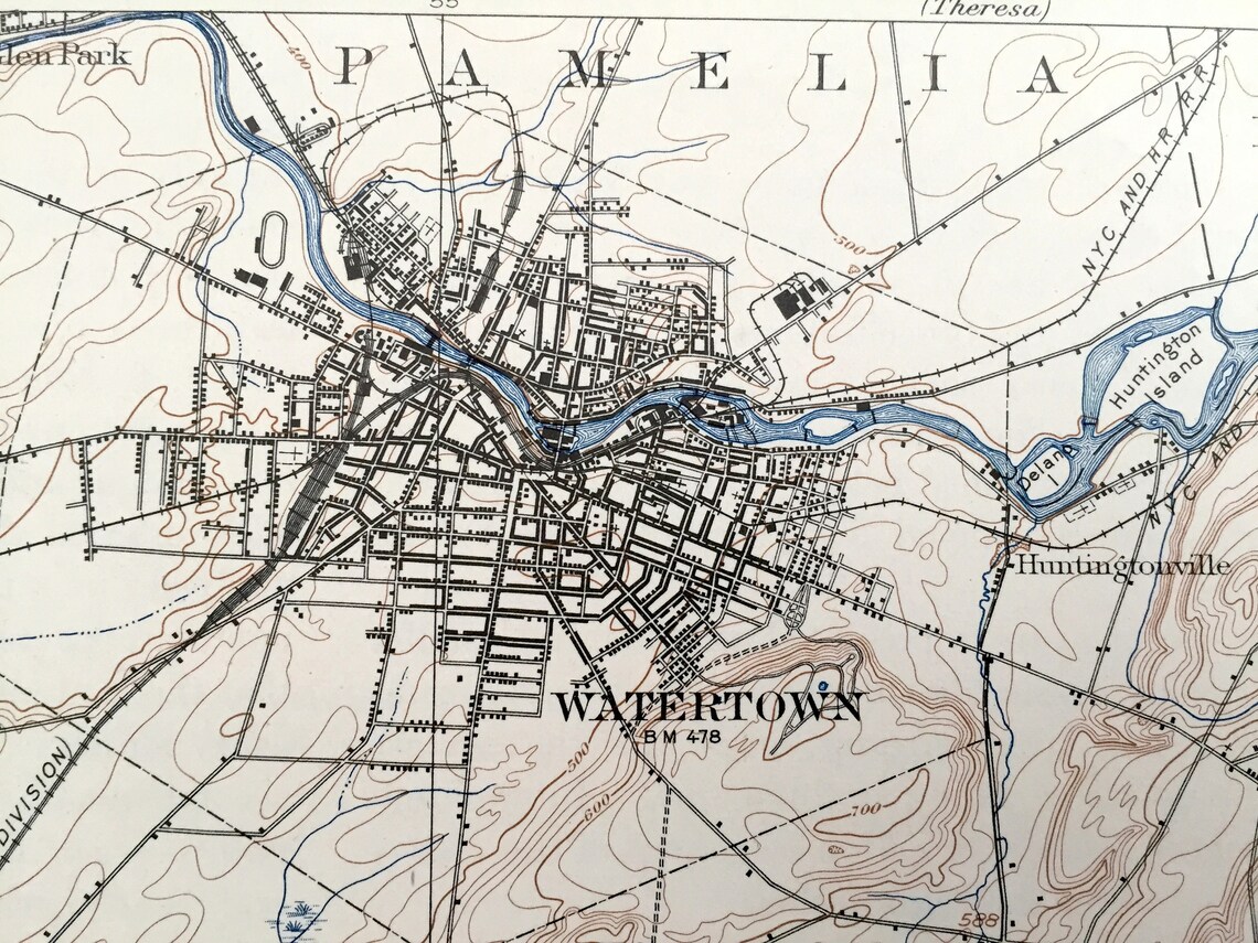Antique Watertown New York 1909 US Geological Survey Etsy Nederland