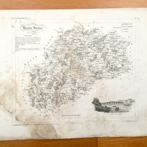 Antikes 1833 Haute-Saône Department, Frankreich Karte von Petit Atlas National von V. Monin – Haute-Saone, Bourgogne-Franche-Comté Region