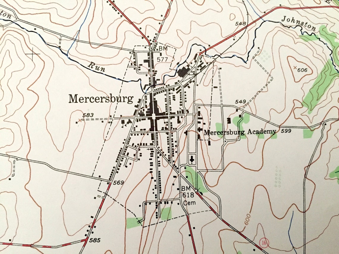 Antique Mercersburg Pennsylvania 1943 US Geological Survey Etsy