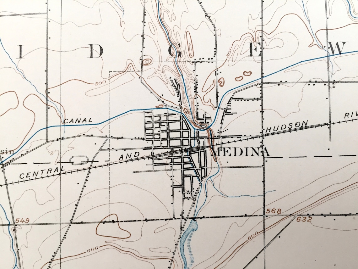 Antique Medina New York 1897 US Geological Survey Topographic Etsy