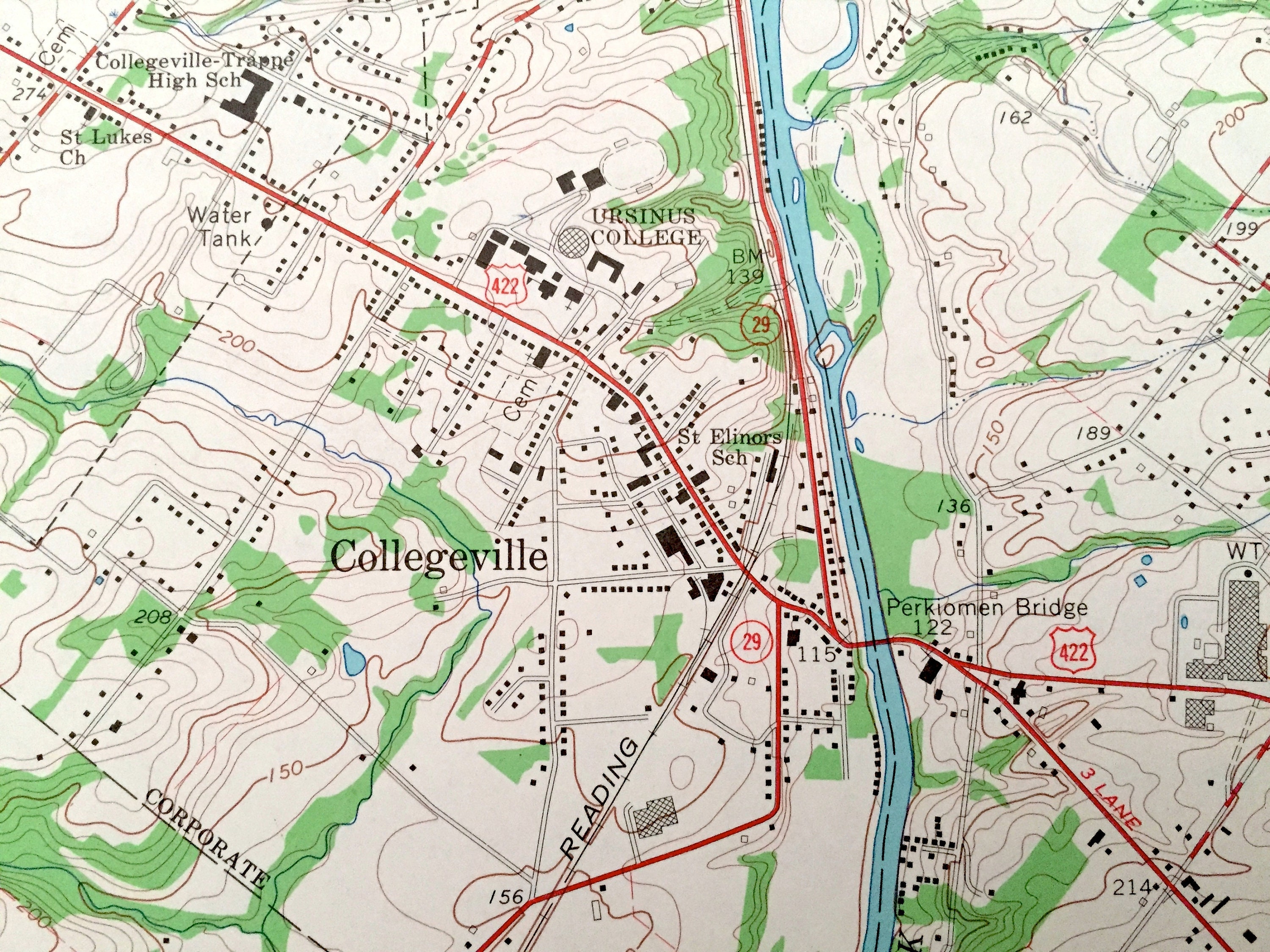 Antique Collegeville Pensilvania 1966 Us Geological Survey Etsy