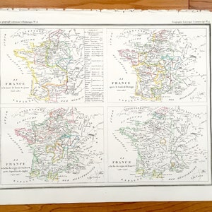 Antike 1835 antike Frankreich Karte von JG Heck Atlas Géographique, Astronomique et Historique – Paris, Bordeaux, Marseille, Mailand, Frankfurt