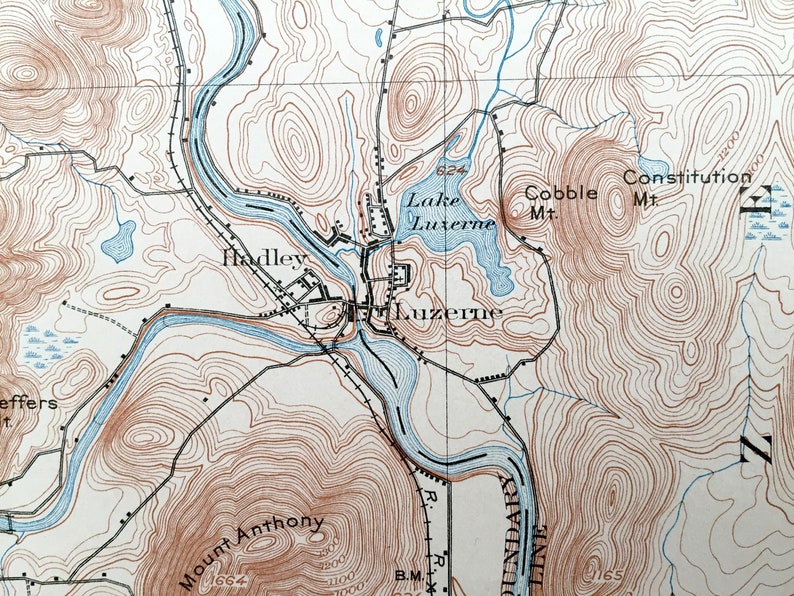 Antique Lake Luzerne New York 1903 US Geological Survey Etsy