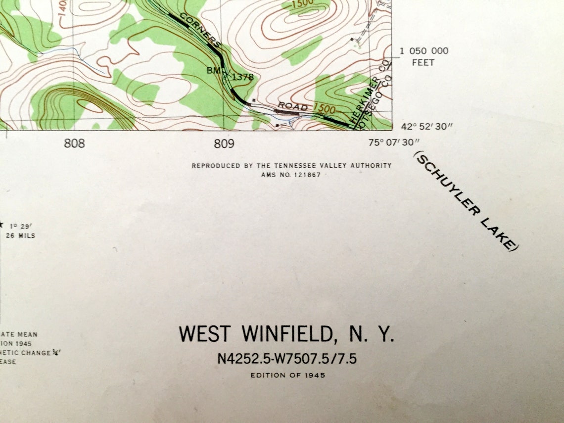 Antique West Winfield New York 1945 US Army Topographic Map Etsy