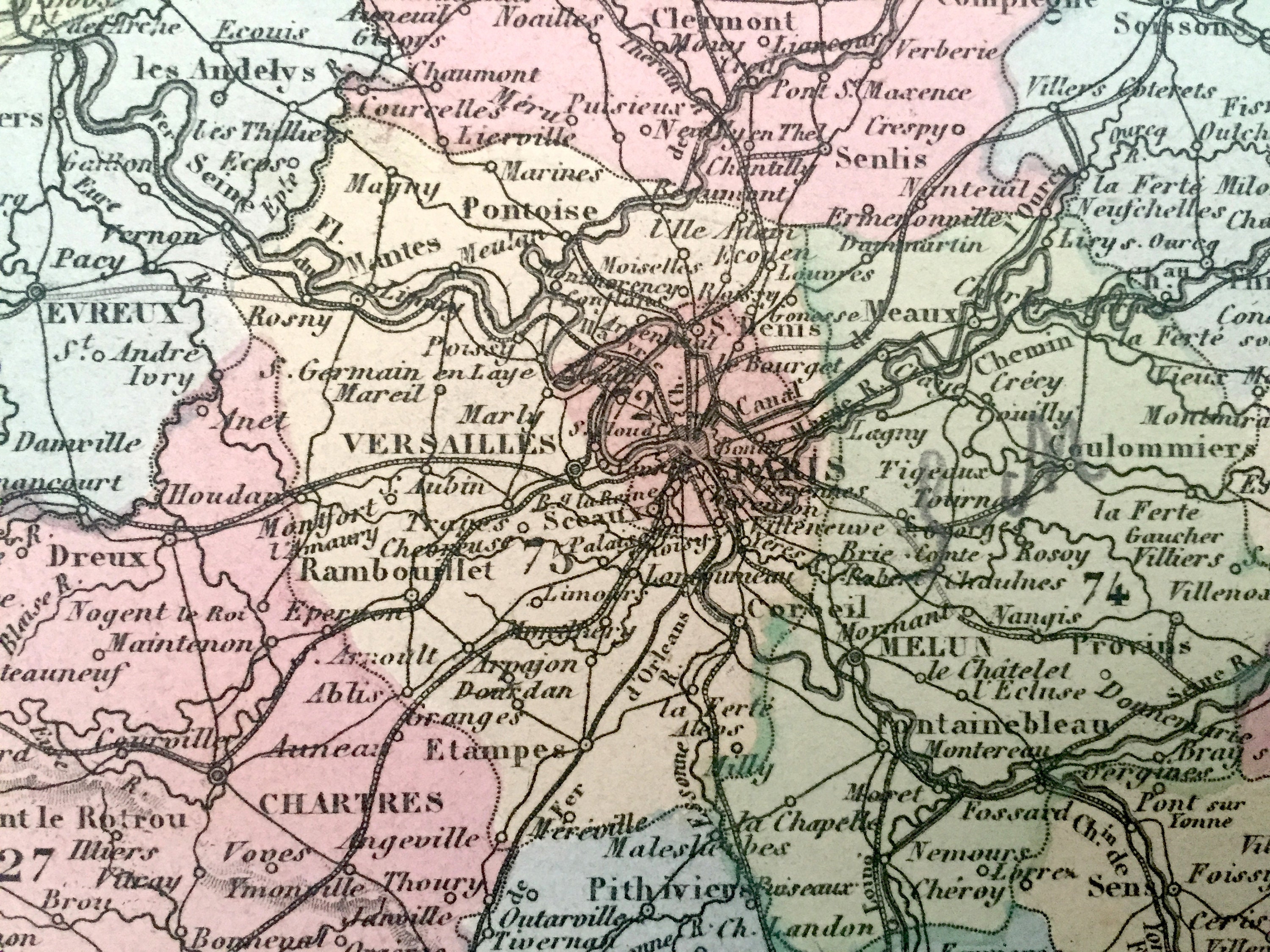 Antique 1869 France Map From Atlas National by Migeon – Paris