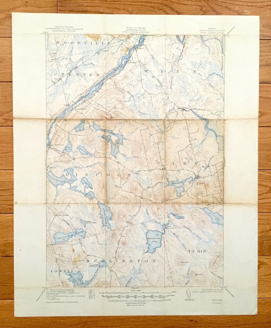 Antique Winn, Maine 1920 US Geological Survey Topographic Map ...