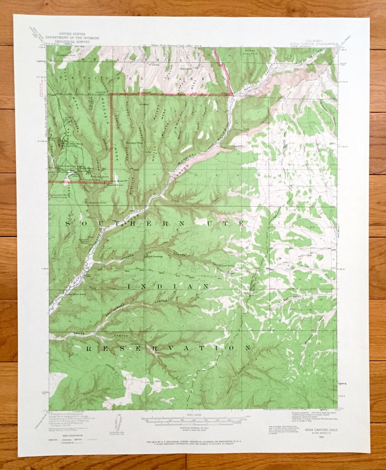 Antique Soda Canyon !   Colorado 1912 Us Geological Survey Etsy - image 0