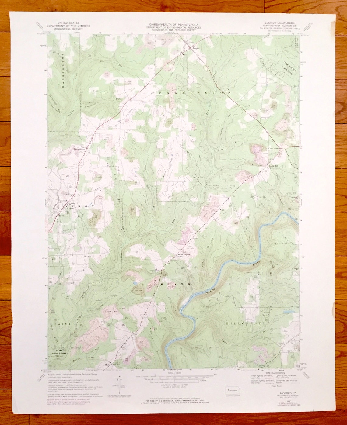 Antique Lucinda Pennsylvania 1967 US Geological Survey Etsy