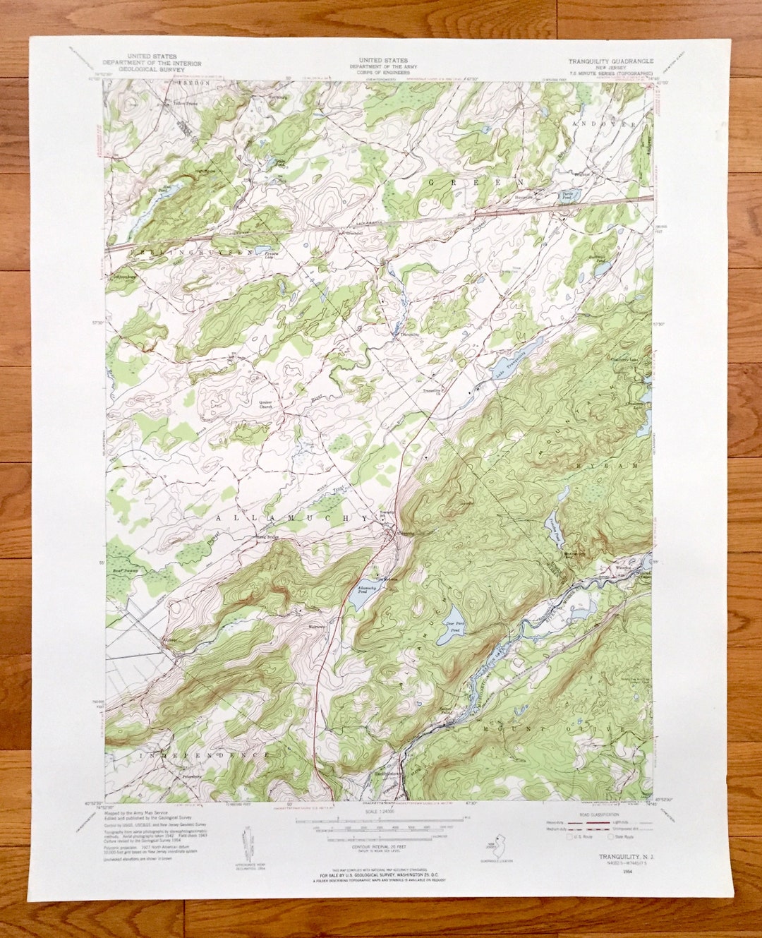 Antique Tranquility New Jersey 1954 US Geological Survey Etsy