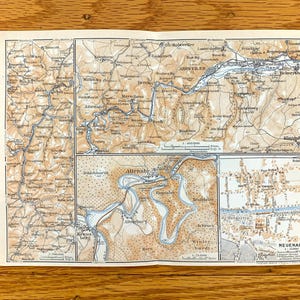 Antique 1911 Altenahr and Bad Neuenahr-Ahrweiler, Germany Map from Baedekers Guide Atlas – Rhineland-Palatinate, Ahrweiler, Konigsfeld