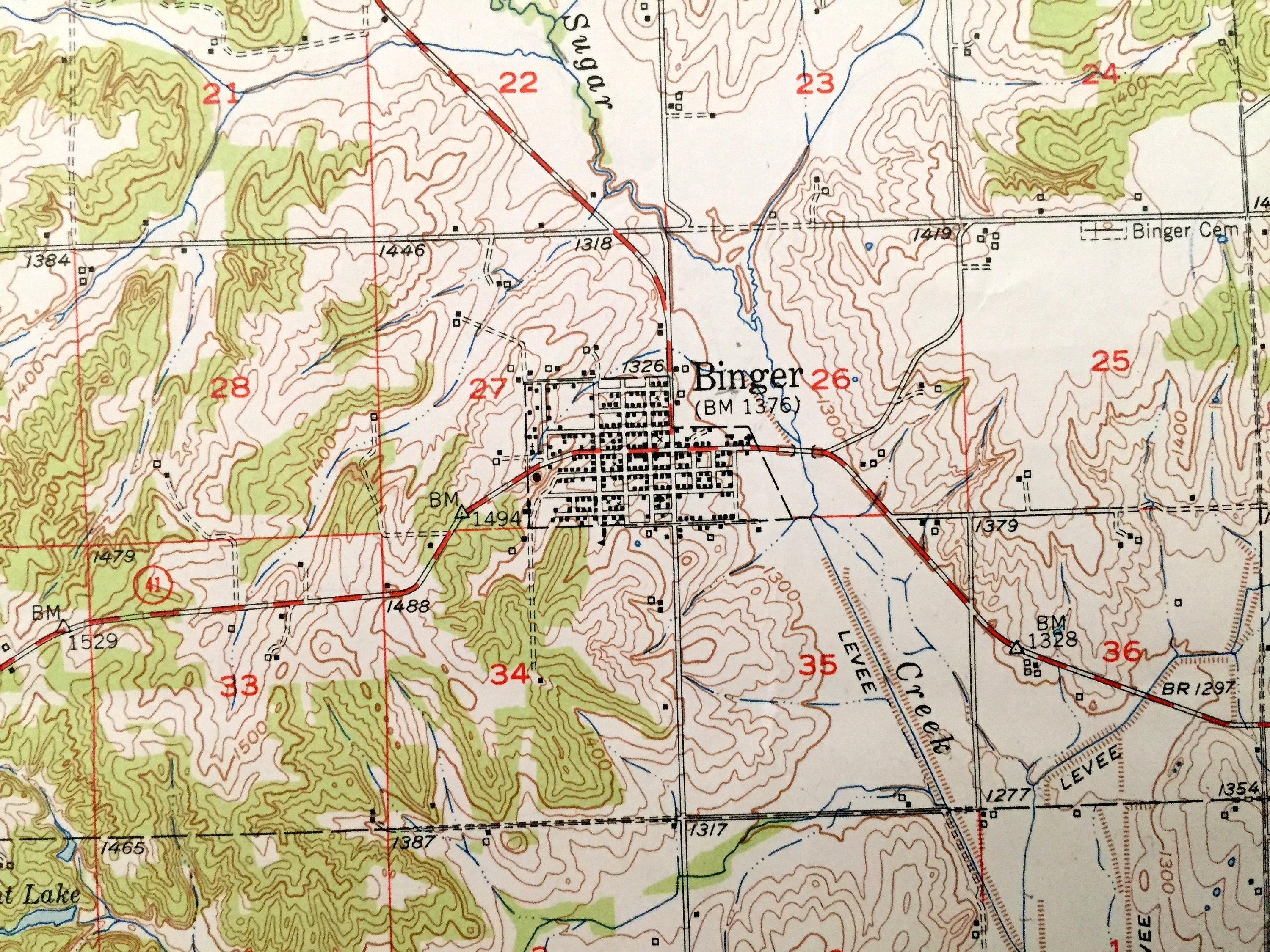 Antique Binger Oklahoma 1951 US Geological Survey Topographic Etsy