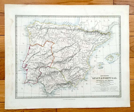 1800'S MAP SPAIN PORTUGAL MADRID GIBRALTAR REPRO POSTER 1800'S MAP SPAIN PORTUGAL MADRID GIBRALTAR REPRO POSTER