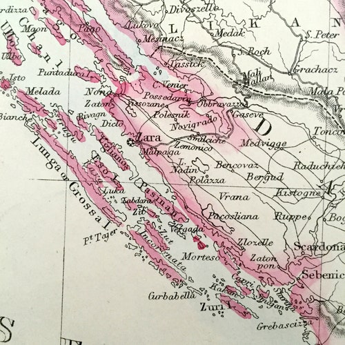 Antique 1863 shops Austrian Empire Map by Dower & Weekly Dispatch – Germany, Poland, Croatia, Romania, Hungary, Vienna, Munich, Prague, Dubrovnik