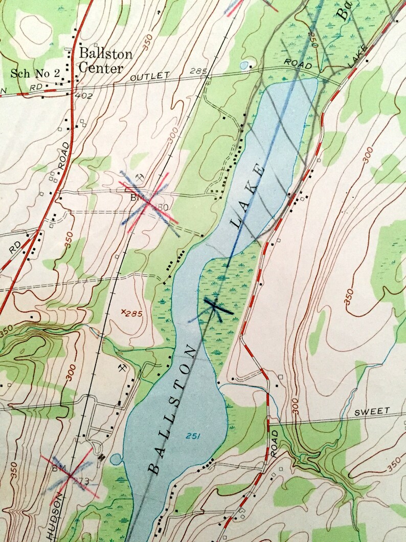 Antique Round Lake New York 1954 US Geological Survey Etsy