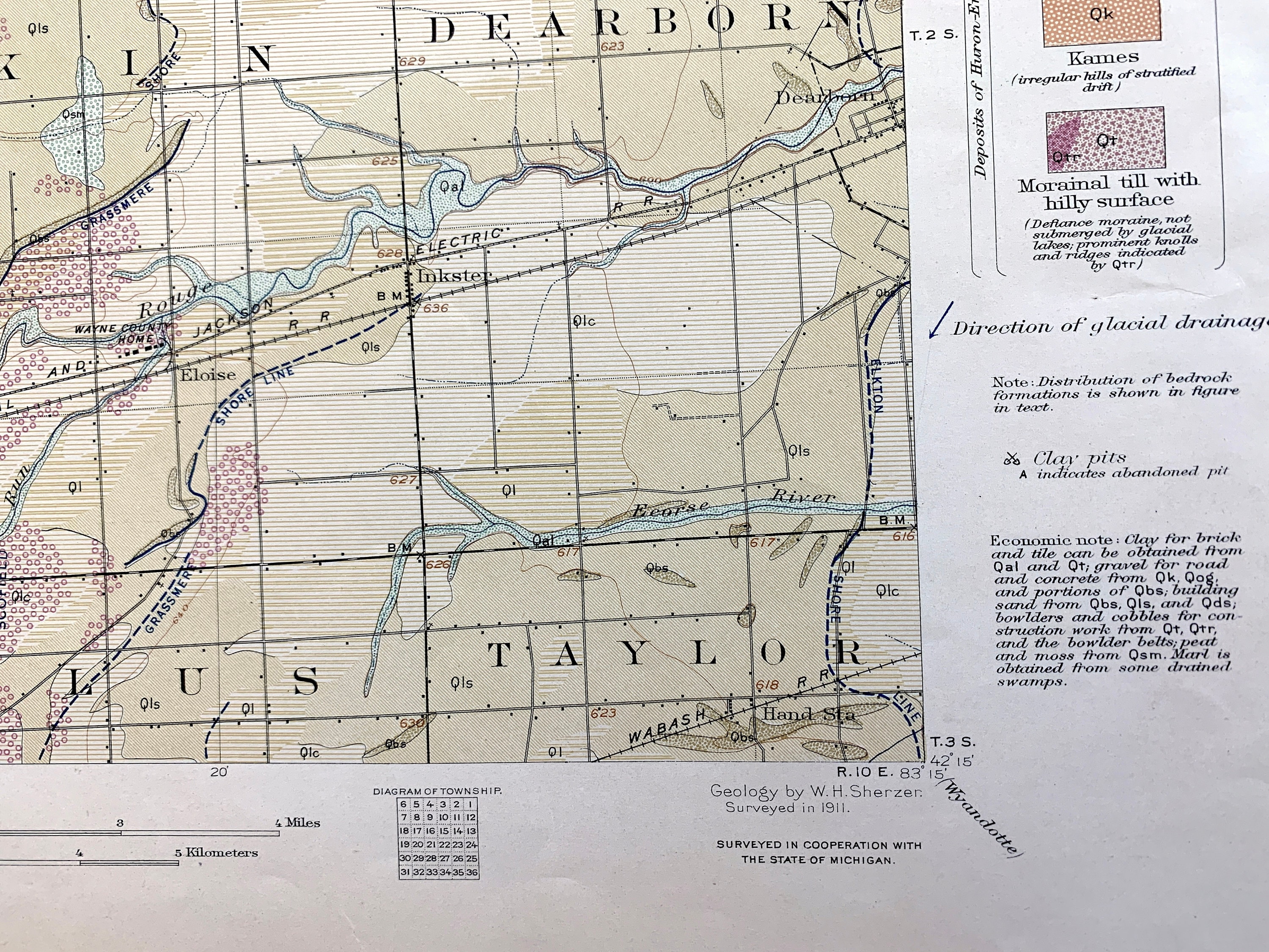 Antique Wayne, Michigan 1916 US Geological Survey Topographic Map ...