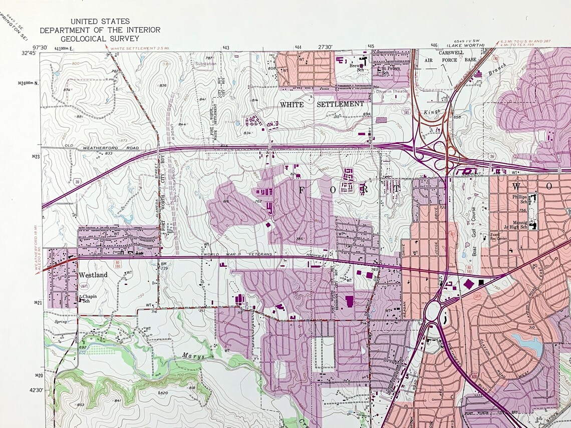 Antique Benbrook, Texas 1955 US Geological Survey Topographic Map ...