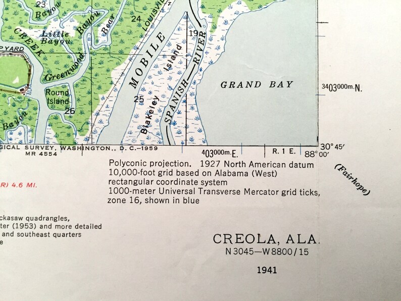 Antique Creola Alabama 1941 US Geological Survey Topographic Etsy