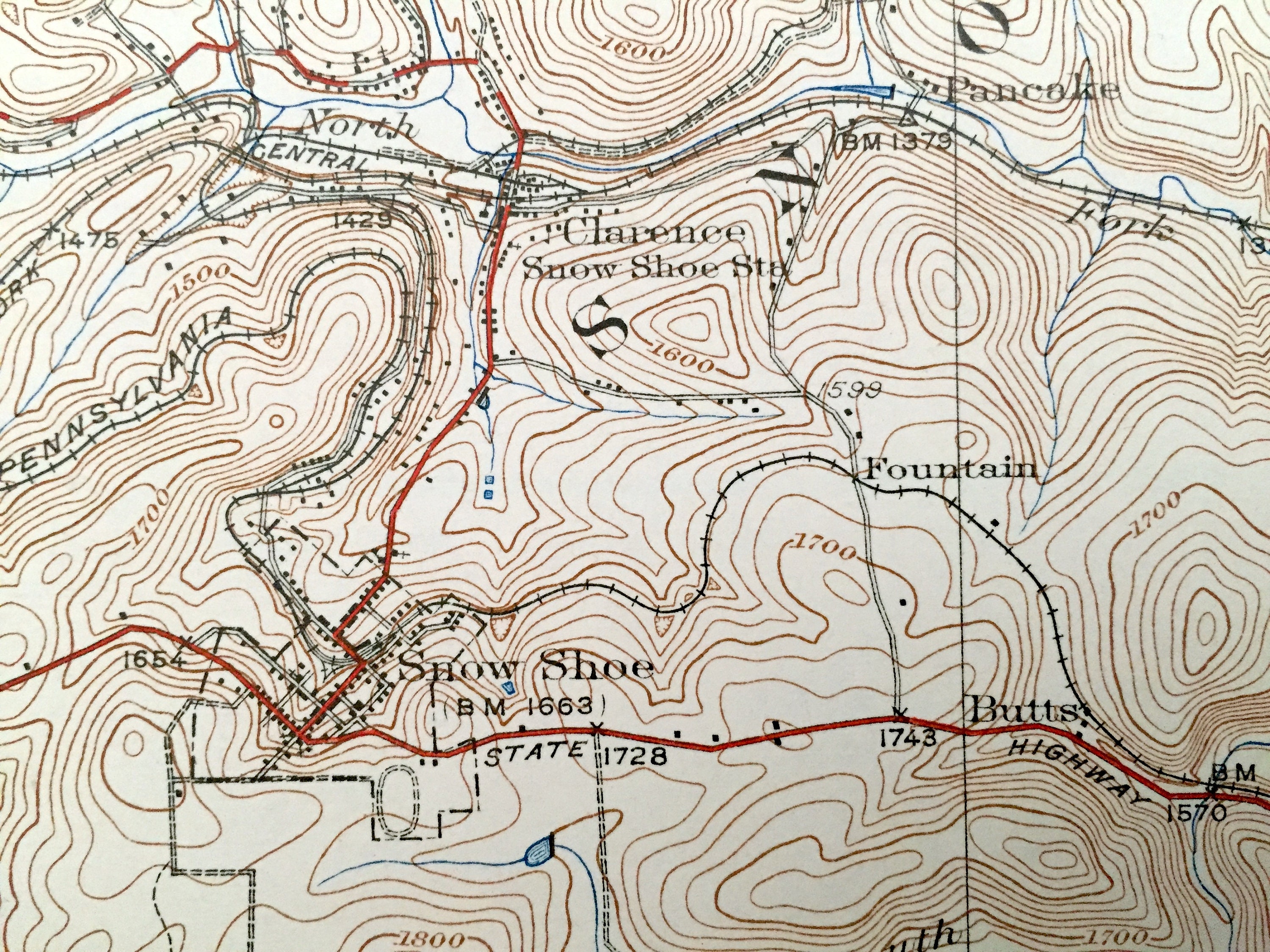Antique Snow Shoe Pennsylvania 1931 US Geological Survey Etsy UK