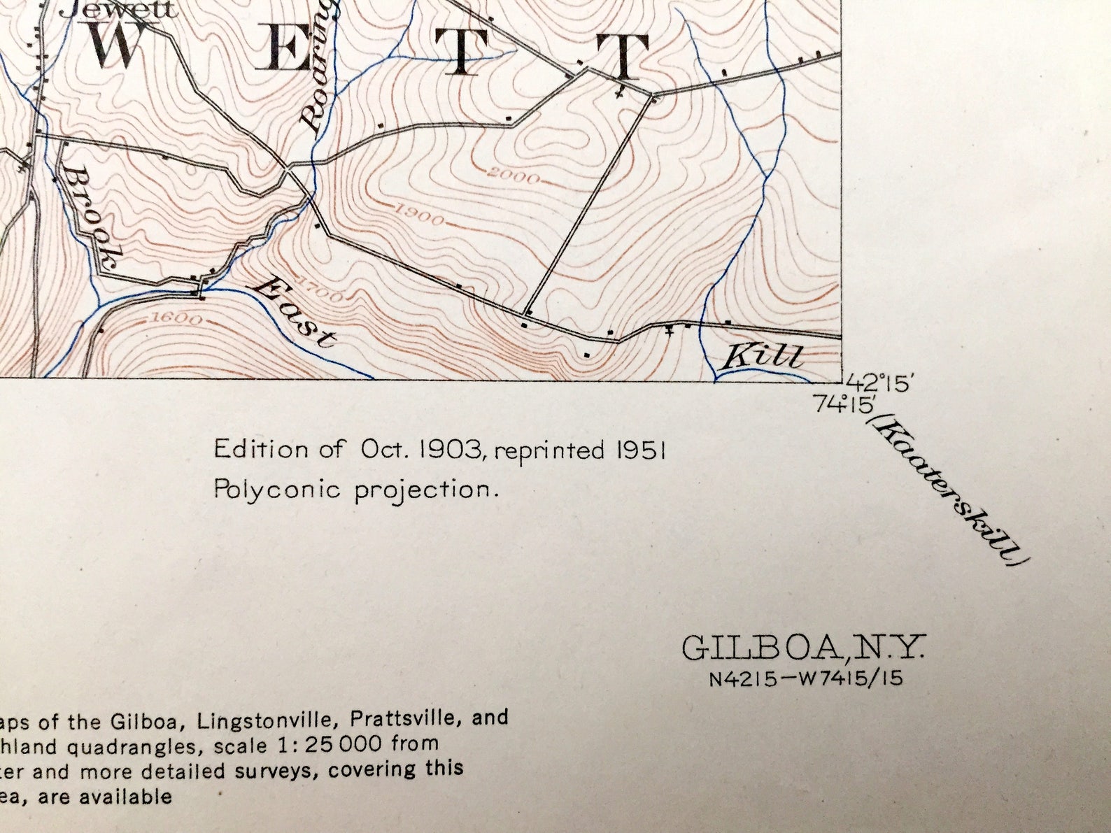Antique Gilboa New York 1903 US Geological Survey Topographic Etsy