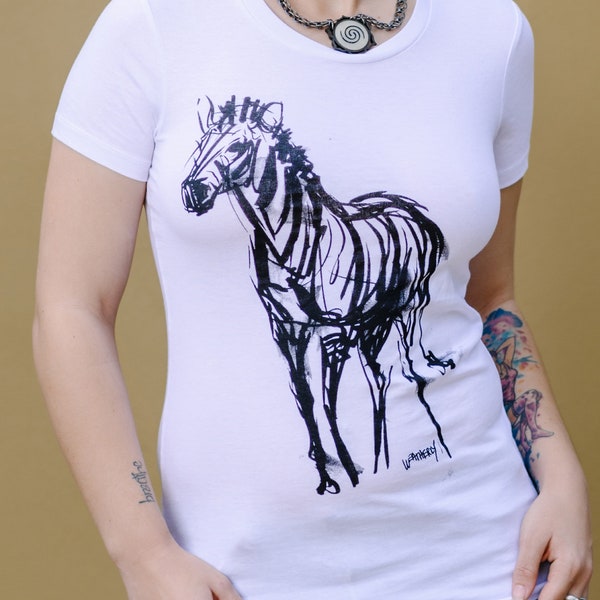 ZEBRA T-SHIRT, women's t-shirt, Fauna Shirts, Slim Feminine Fit