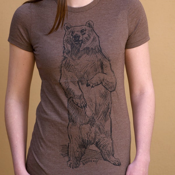 GRIZZLY BEAR T-SHIRT, women's t-shirt, Fauna Shirts, Slim Feminine Fit