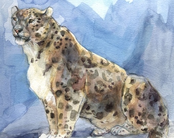 ŚNIEŻNY LEOPARD wydruk artystyczny
