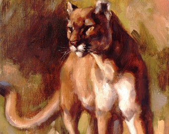 MOUNTAIN CAT Original Oil Painting
