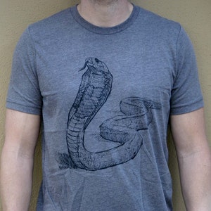 COBRA T-SHIRT GREY, Men&#39;s/Unisex Shirt, Fauna Shirts, Fitted quality shirt