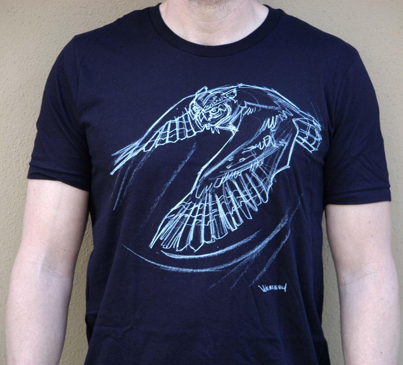 FLYING OWL T-SHIRT, Men's/Unisex, Fauna Shirts, Quality fitted-crew neck Tee