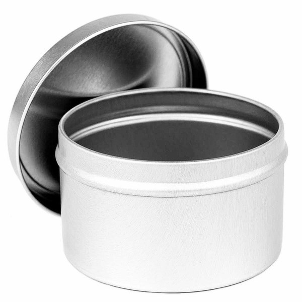 Silver Candle Tins Empty | Empty Tins | Candle Making Container | Tins for Candles | Large Tin with Lid | Large Tins | Small Tins with Lids